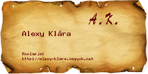 Alexy Klára névjegykártya